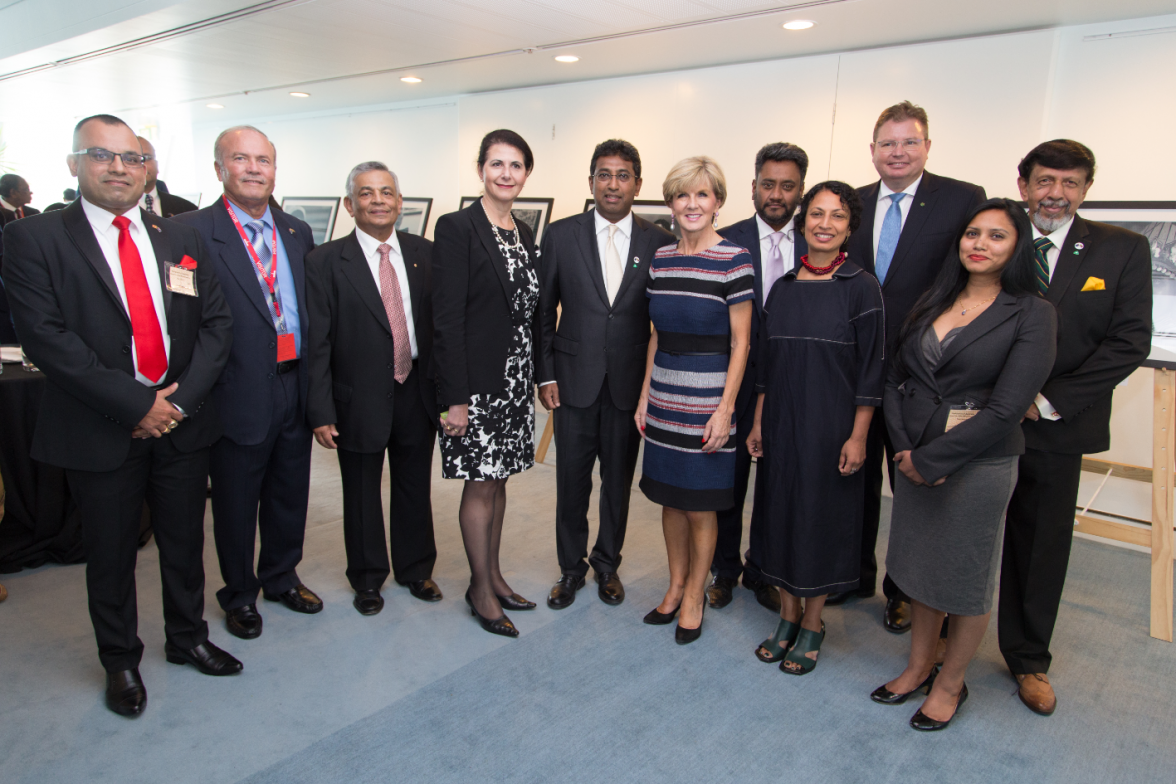 Foreign Minister Julie Bishop, Minister Concetta Fierravanti Wells, Craig Laundy MP and Sri Lankan High Commissioner H.E Somasundaram Skandakumar meet some of the 70th Anniversary of Australian and Sri Lankan Diplomatic Relations, Diaspora Photo Exhibitio