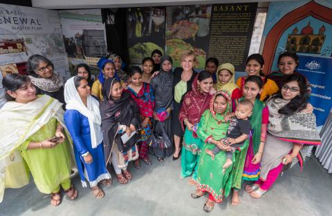 13 April 2015, New Delhi, India;  The Hon. Julie Bishop, Australian Minister for Foreign Affairs meeting with staff and beneficiaries from the Aga Khan Foundation to announce funding initiatives for Urban Renewal programs run by women's groups in New Delh