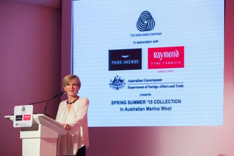 13 April 2015, New Delhi, India; The Hon. Julie Bishop, Australian Minister for Foreign Affairs attending the Gala Woolmark Fashion Event held at the Australian High Commission during her visit to India to promote trade and investment opportunities