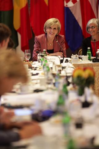 Foreign Minister Julie Bishop speaks at the Equal Futures Partnership event in New York on 22 September 2014. (Trevor Collens/DFAT)