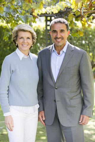 Foreign Minister Julie Bishop and Saudi Arabia’s Ambassador to Australia Nabil Mohammed A Al Saleh at Sandalford Estate Winery.