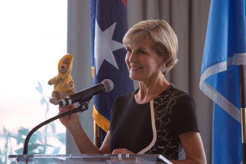 Foreign Minister Julie Bishop hosts a reception to launch Australia’s Human Rights Council campaign at the United Nations on 18 May 2017. Photo credit: Andrew Kelly