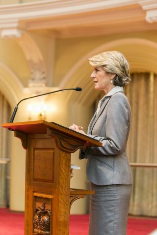 Foreign Minister Julie Bishop addresses visitng Heads of Mission at Government House, WA.