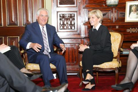 Foreign Minister Julie Bishop and US Secretary of State Rex Tillerson hold bilateral talks on the margin of AUSMIN in Sydney on 5 June 2017.