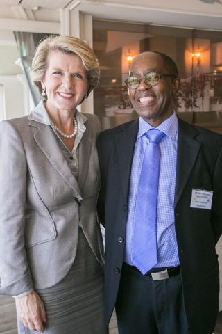 Foreign Minister Julie Bishop with HE Molosiwa Selepeng, High Commissioner Botswana