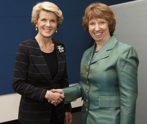 Foreign Minister Julie Bishop meets with Baroness Catherine Ashton, High Representative for Foreign Affairs and Security Policy and Vice President of the European Commission, at the United Nations in New York.