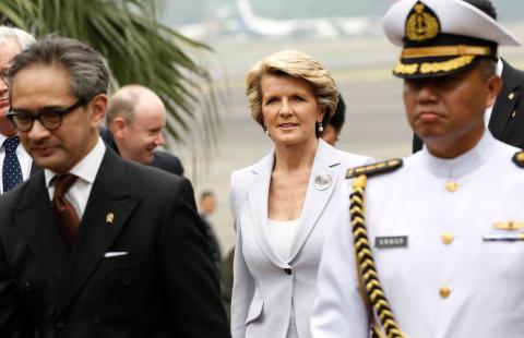 Foreign Minister Julie Bishop arrives at Halim Perdanakusuma airport in Jakarta, Indonesia. 30 September 2013.