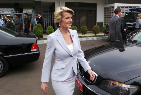 Foreign Minister Julie Bishop arrives at Halim Perdanakusuma airport in Jakarta, Indonesia. 30 September 2013.