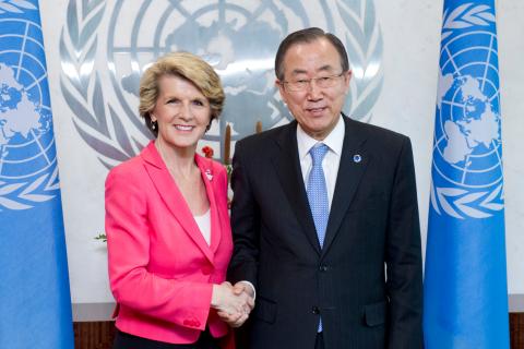 UN Secretary General Ban ki-Moon with Foreign Minister Julie Bishop, 27 September, 2013.