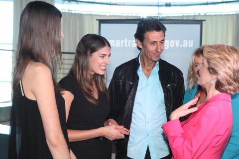 Foreign Minister Julie Bishop speaks with Natalie Hensby and family. 28 November 2013

Photo: Jason McCormack