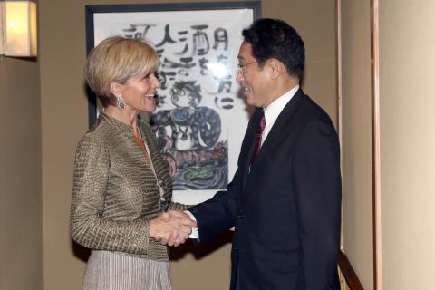 Australian Minister for Foreign Affairs Julie Bshop during a Bilateral Lunch Meeting with Mr Kishida, Minister for Foreign Affairs of Japan in New York, Monday September 19, 2016. photo by Trevor Collens/DFAT