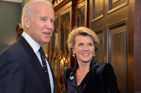 Foreign Minister Bishop meets with Joe Biden, Vice President of the United States at the White House, Washington DC on 22 January 2014.