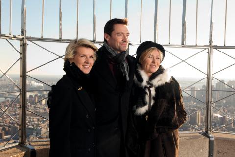 Foreign Minister Julie Bishop with Hugh Jackman and Deborra-lee Furness at the top of the Empire State Building. 24 January 2014.