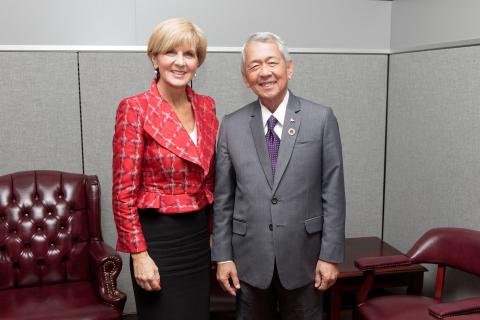 Australian Minister for Foreign Affairs Julie Bishop during a bilateral meeting with Mr Yasay, Jr., Secretary of Foreign Affairs for Philippines at UN Headquarters in New York, Tuesday September 20, 2016. photo by Trevor Collens/DFAT