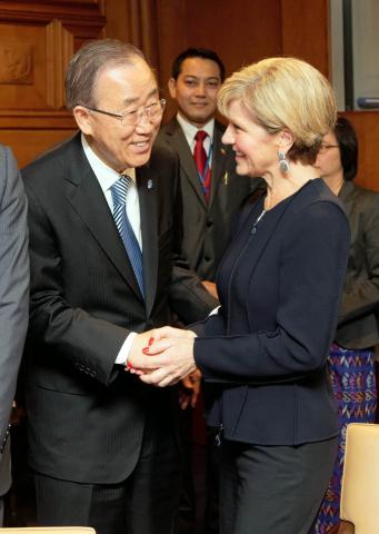 Australian Minister for Foreign Affairs Julie Bishop attends the UN Secretary-General Special Partnership Group on Myanmar at UN Headquarters in New York, Friday September 23, 2016. photo by Trevor Collens/DFAT