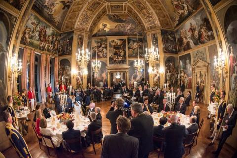 Working Dinner in the Oranjezaal, Palace Huis ten Bosch during the Nuclear Security Summit, The Hague, 24  March 2014