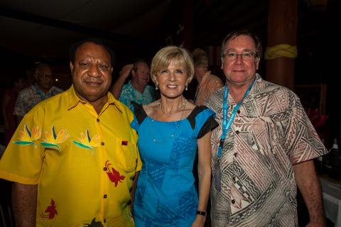 Australia's Foreign Minister Julie Bishop with her PNG and NZ counterparts Rimbink Pato and Murray McCully at SIDS 2014. 