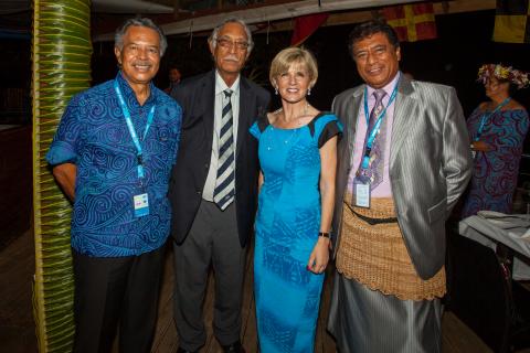 Australia's Foreign Minister Julie Bishop with Cook Islands Prime Minister Henry Puna, Niue Premier Toke Talagi and Tonga Prime Minister Lord Tu'ivakano at SIDS 2014.