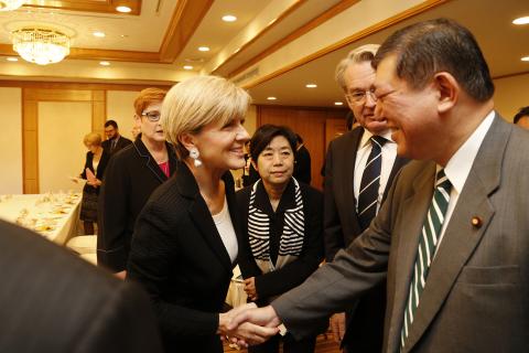 Foreign Minister Julie Bishop meets with Mr Shigeru Ishiba, Member of the House of Representatives in Tokyo on 20 April 2017. Photo Credit: DFAT/Ken Shimizu