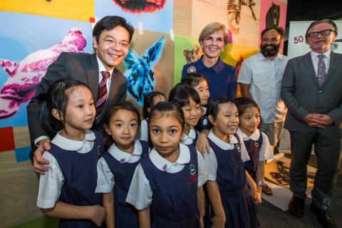 Foreign Minister Julie Bishop at the launch of '50 Bridges', a programme of events to promote Australian arts, cultural and community interests in Singapore.  20 May 2015.