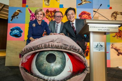 Foreign Minister Julie Bishop at the launch of '50 Bridges', a programme of events to promote Australian arts, cultural and community interests in Singapore.  20 May 2015.