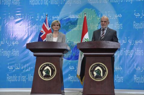 Foreign Minister Bishop speaking with HE Ibrahim Al-Jaafari, Minister of Foreign Affairs, Iraq.