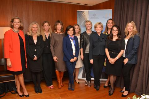 Women in Economic Diplomacy morning tea with Simone Desmarchelier, Consul-General, Milan and Senior Trade & Investment Commissioner for Italy and Cyprus; Paola Profeta, Banca Profilo; Cecilia Hewlett, Monash University Prato Centre; Claudia Parzani, Linkl