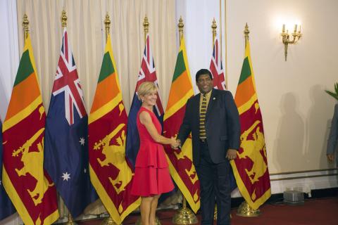 Foreign Minister Julie Bishop meeting with Sri Lankan Foreign Minister Ravi Karunanayake in Colombo on 19 July 2017.