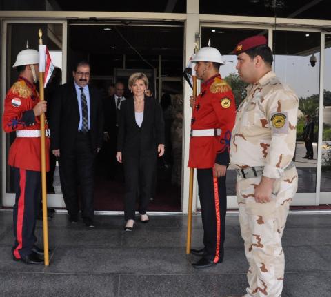 Foreign Minister Bishop departing the Council of Representatives Baghdad, 19 October 2014.