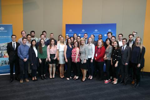 Minister for Foreign Affairs, The Hon Julie Bishop MP with New Colombo Plan Alumni from South Australian Universities. Adelaide, 6 October 2017.