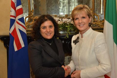 Australia's Foreign Minister Julie Bishop meets with Mapei Spa Global Development Director Veronica Squinzi