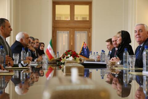 Bilateral meeting between the Hon Julie Bishop MP, Minister for Foreign Affairs, and His Excellency Dr Mohammad Javad Zarif, Minister of Foreign Affairs, Islamic Republic of Iran on 18 April.