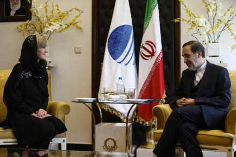 Foreign Affairs minister Julie Bishop arrives at the Espinas hotel in Tehran , Iran in the early hours of Saturday 19 April 2015. Photo: Andrew Meares 