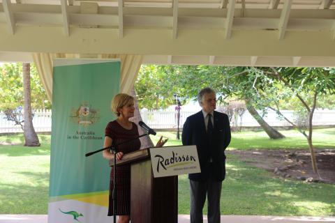 Foreign Minister Julie Bishop addresses the Reception for Small Island Developing States (SIDS) delegations and Grenada Alumni, 4 July 2017.