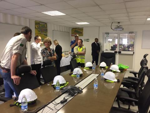 Foreign Minister Julie Bishop receiving a briefing on the mine construction office and the Cobre Copper Mine in Colon Province, Panama from FQM director Tristan Pascall, 29 June 2017