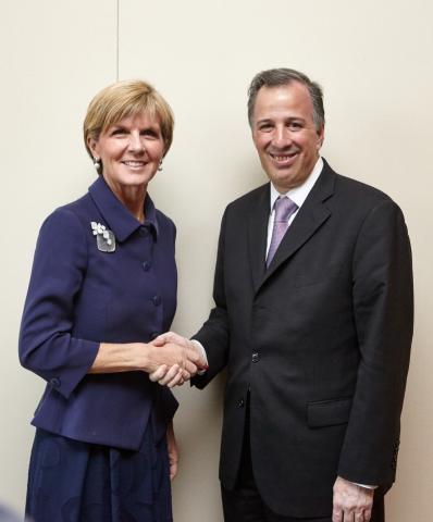 Foreign Minister Bishop meets Mexican Foreign Minister José Antonio Meade Kuribreña. 22 May 2015.