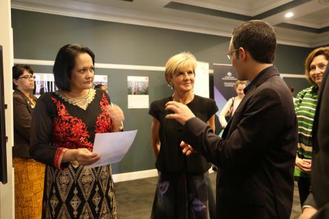 While in Fiji, Minister Julie Bishop launched two new innovationXchange initiatives to combat disease and improve nutrition in the Pacific. She is pictured here at the launch with Fiji’s Minister for Health and Medical Services, the Hon Rosy Akbar.