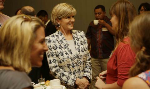 Foreign Minister Julie Bishop meets Australian volunteers deployed in Bali, Indonesia. 28 August 2014