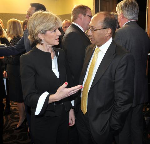 Australian Foreign Minister Julie Bishop addresses the National Press Club on Wednesday 18 June 2014. Foreign Minister Julie Bishop will launch the Australian Government's new international development policy with performance benchmarks. Photo: Mark Graha