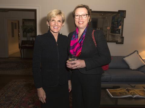 New York. January 22, 2015. Foreign Minister Julie Bishop attends a reception with the  Australian and US business and arts community at the Consul-General’s Residence.  photo by Trevor Collens.