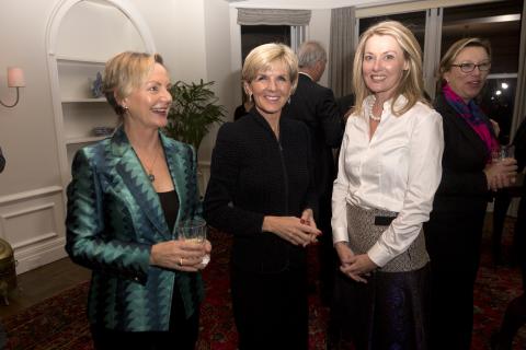 New York. January 22, 2015. Foreign Minister Julie Bishop attends a reception with the  Australian and US business and arts community at the Consul-General’s Residence.  photo by Trevor Collens.