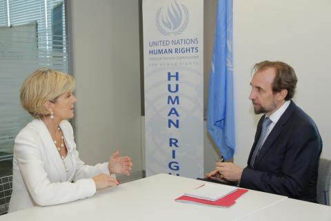 Foreign Minister Julie Bishop meets with United Nations High Commissioner for Human Rights, Zeid Ra’ad Al Hussein, at UN Headquarters in New York on 19 September, 2017.