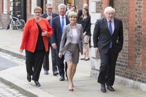 Australian and UK Foreign and Defence Ministers (L-R: Marise Payne, Michael Fallon, Julie Bishop and Boris Johnson) arrive for the Australian-UK Ministerial Meeting (AUKMIN) in London, September 2016. Photo credit: Jim Ross