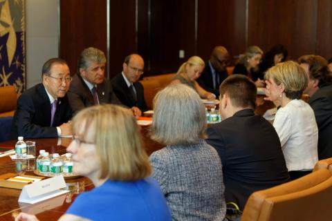 Visit to New York by Minister for Foreign Affairs Julie Bishop, 29 July 2015. Minister Julie Bishop and representatives of Malaysia Belgium, Ukraine, and the Netherlands, members of the Joint Investigative Team (JIT) Minister's Caucus into the downing of