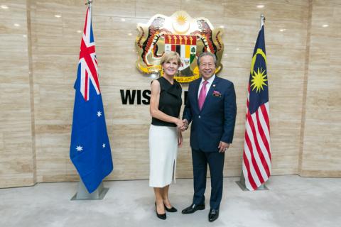 Foreign Minister Julie Bishop with Malaysian Minister of Foreign Affairs, YB Dato Sri Anifah Aman in Putrajaya, Kuala Lumpur. 15 March 2017 / Adrian Shezen Suhaimi