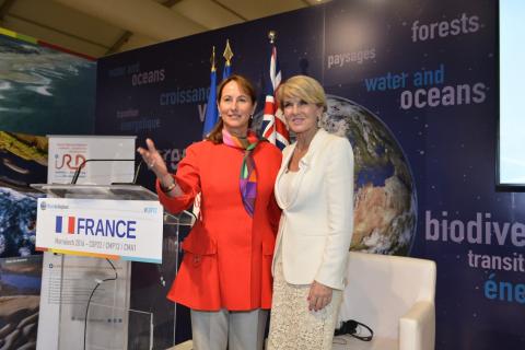 Minister Bishop with French Environment Minister Ségolène Royal at COP22 in Marrakech on 15 November 2016. Credit: DFAT/Khalid Maltoufi.