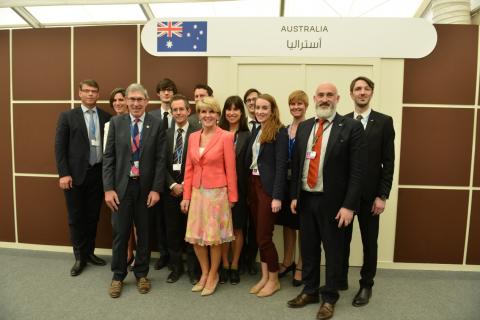 Minister Bishop and members of the Australian delegation at COP22 in Marrakech on 16 November 2016. Credit: DFAT/Khalid Maltoufi.