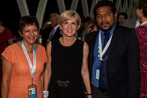 Foreign Minister Julie Bishop with New Caledonia President Cynthia Liegard and Environment Minister Lecren at SIDS 2014