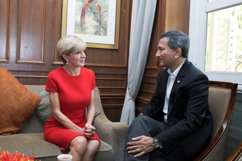 Foreign Minister Julie Bishop meeting with Singapore Minister for Foreign Affairs, Vivian Balakrishnan in Singapore, 13 March 2017