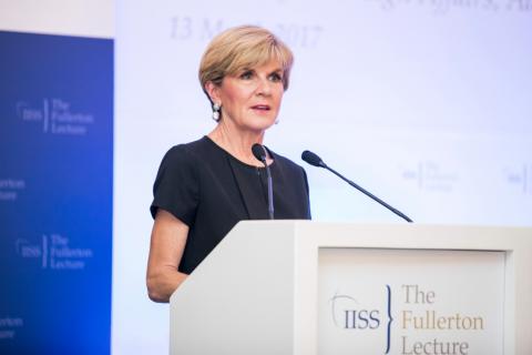 Foreign Minister Julie Bishop delivering the International Institute for Strategic Studies Fullerton Lecture in Singapore, 13 March 2017.